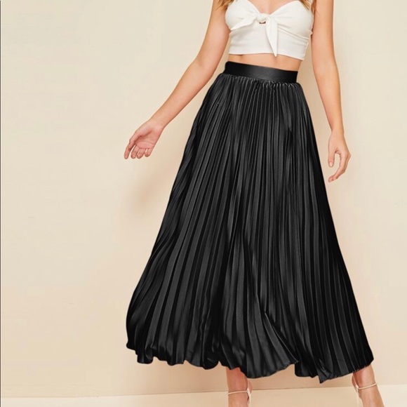 shein pleated maxi skirt
